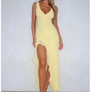 White Fox Yellow Ruffle Dress (size M)
